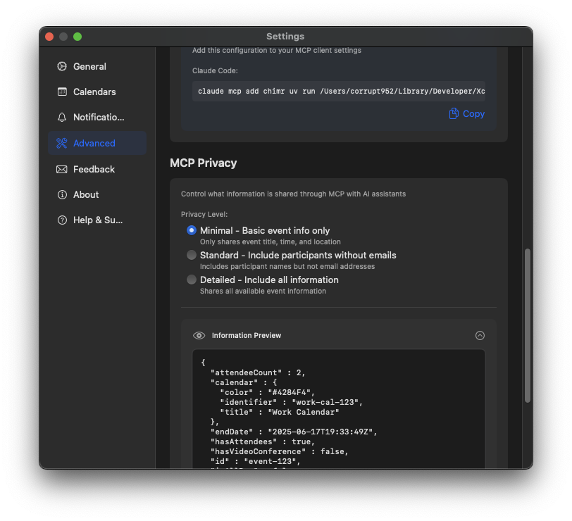 MCP Privacy Settings